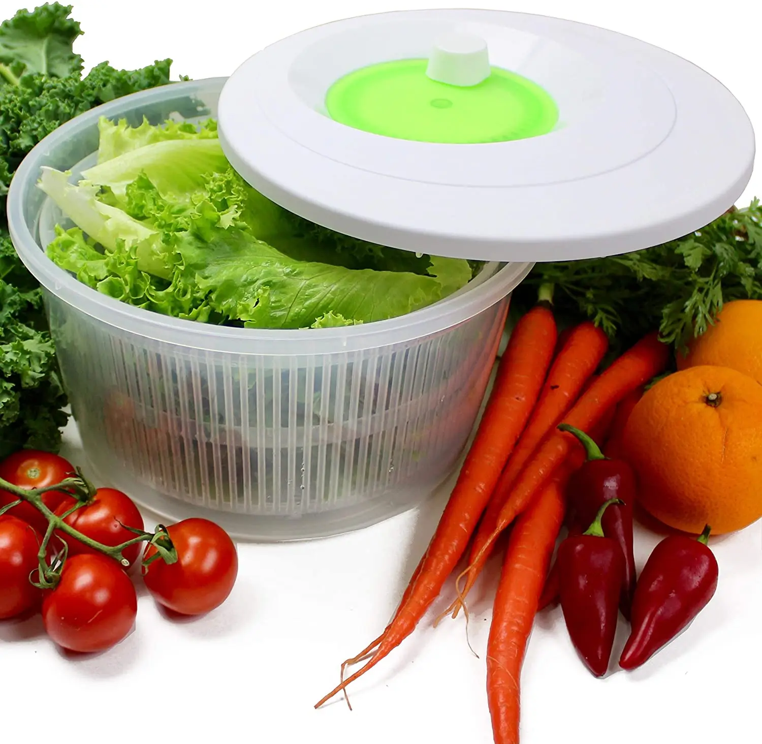 
Large Salad Spinner 4.5 L Fresh Vegetable Lettuce or Spinach Dryer Keeper Crisper and Shaker Compact Rotary Handle 