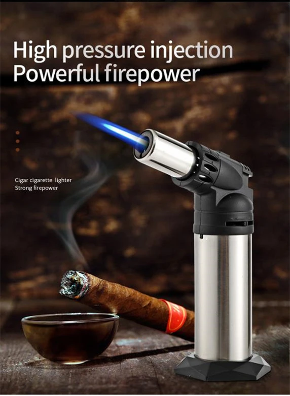 New Trending Reversible Cigar Blue Flame Smoking Accessories Adjustable Gas Lighter Gun Welding Butane Gas Torch