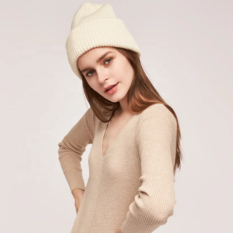 Custom Brand Winter Thick High Street Fashion Wool Beanie Blended Merino Wool Hip Hop Hat (1600576437652)