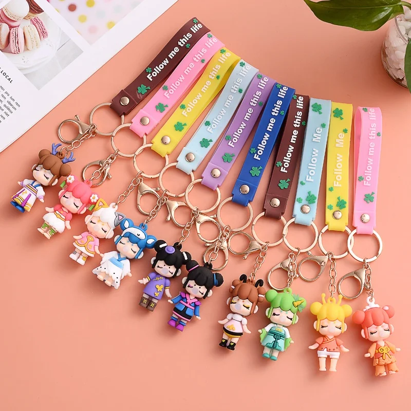 Leye 2021 New promotional high quality cartoon 3D soft pvc rbber nanci mystery box keychain