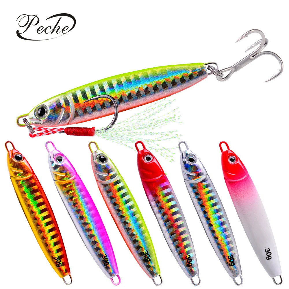Fishing Lure Metal Saltwater 15g 20g 30g Metal Slow Pitch Jig Lure Casting Hard Bait Tackle Reflective Vertical Jigging Lure