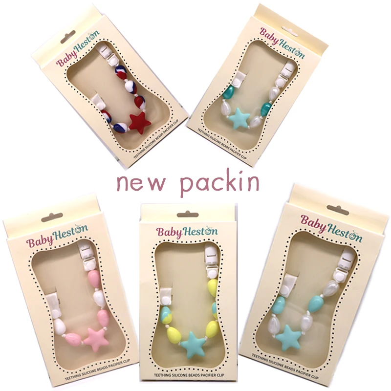 Chewable Soft Baby Pacifier Clip Beads Teether Toys Silicone Pacifier Clip