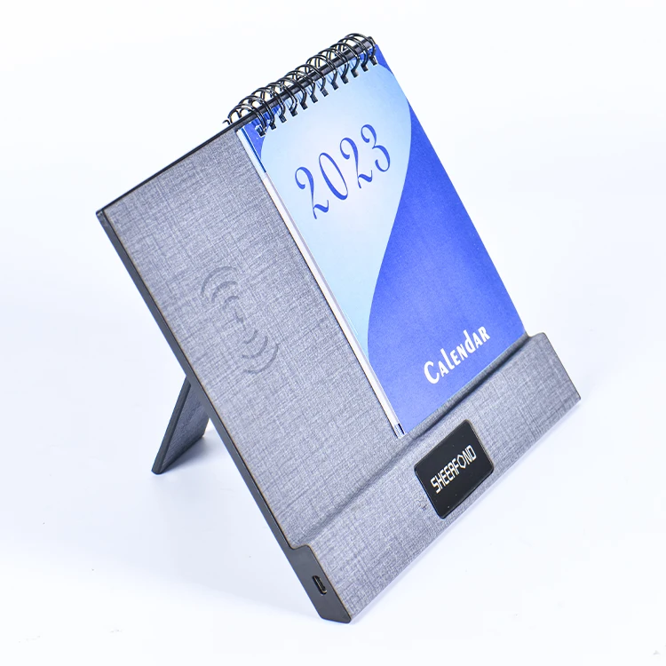 Promotional Custom 2025 new wireless charging funny electronic desk upright charger calendars