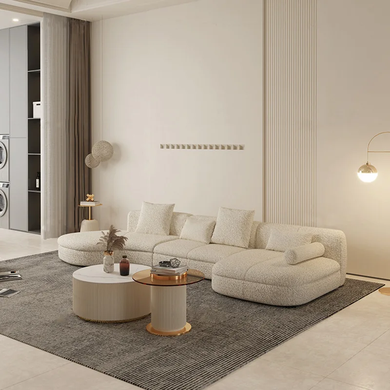 Creative ins Nordic retro cloth sofa sofa fabric white leisure living room sofa set