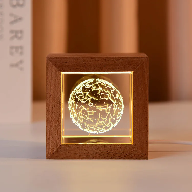 High Quality Home Decoration Custom 3D Laser Engraving Crystal Cube Souvenir Birthday Gifts Night Light