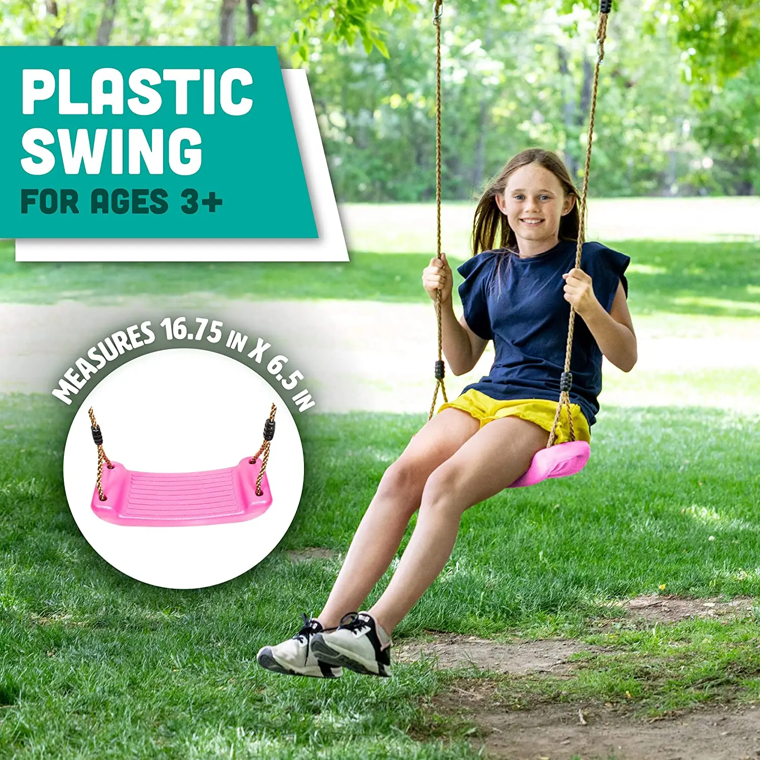 Durable lightweight plastic swing set - non-slip tree swing seat for children and adults swing set