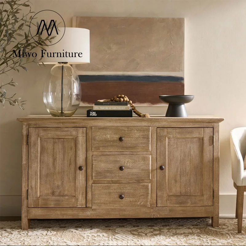 Modern country antique furniture design solid wood Benchwright Grand Buffet side cabinet Chest drawers locker custom Sideboard
