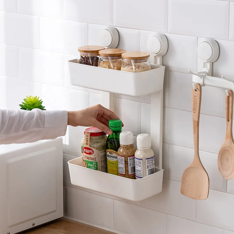 Hanging Reusable Double Layers Spice Storage Holders Rack Basket For Kitchen Storage Organizer