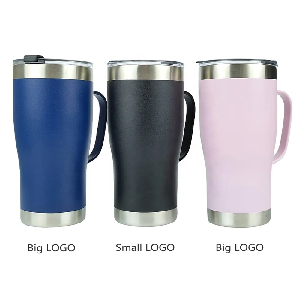 20oz Straight Drink Large Mouth Bottle Driving Mugs Sublimation 304 Stainless Steel Insulated Tumbler with Straw and Handle