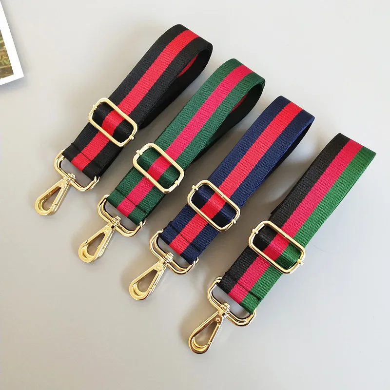 2023 New Wide 3.8 CM Cotton Fabric Colorful Stripe Bag Strap Adjustable Long Crossbody Bag Shoulder Strap Accessories
