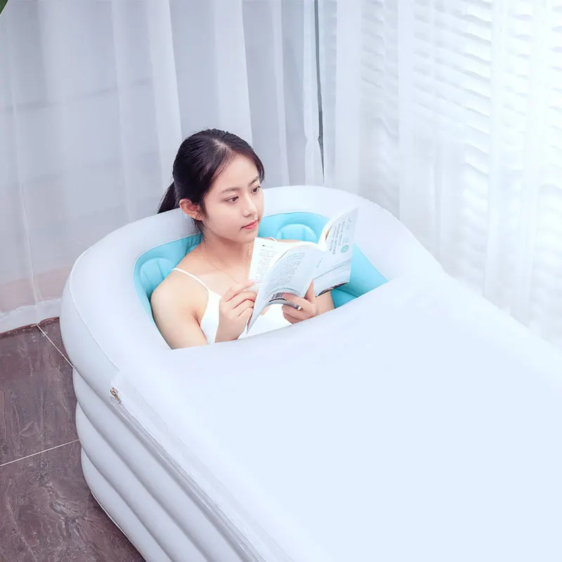 150*80cm Inflatable Adult Bathtub Summer Spa Bath Tub Cold Water Household Portable Foldable Large Full Body Bath Barrel