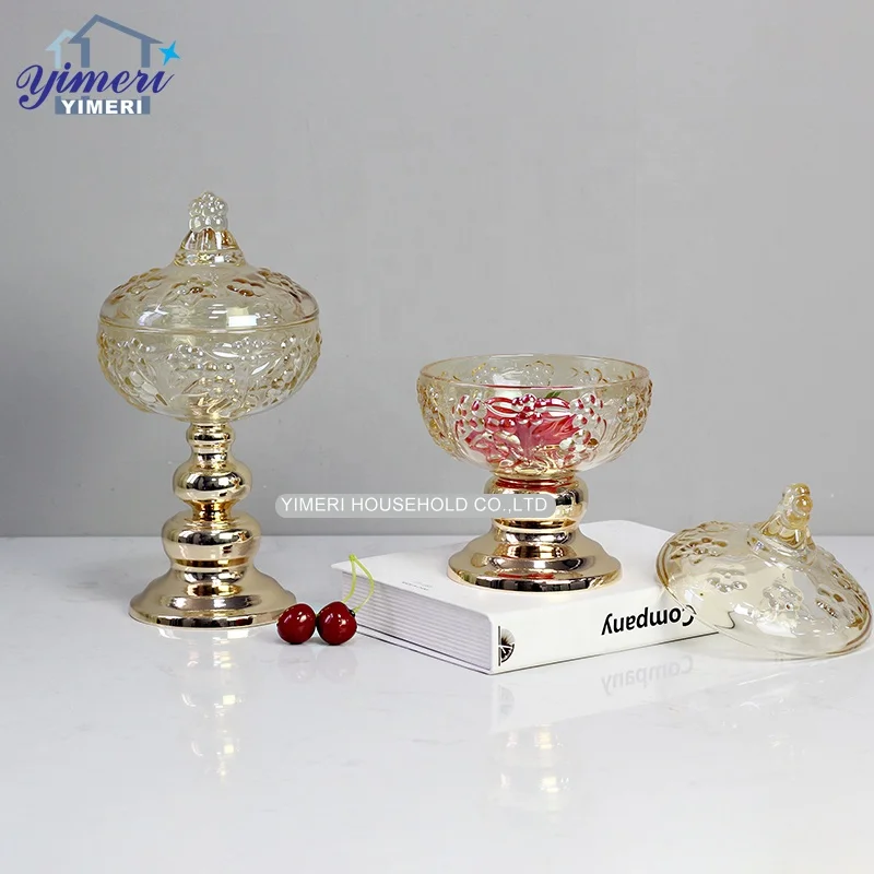 OEM ODM Luxury Unique Large Storage Jar Vintage Fancy Round Glass Candy Jars With Lids