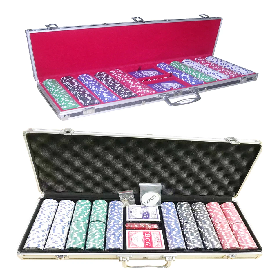 2022 New Style 500 chips  Poker Set In Aluminum Case Silver With 11.5g logo chips and  Aluminum suitcase