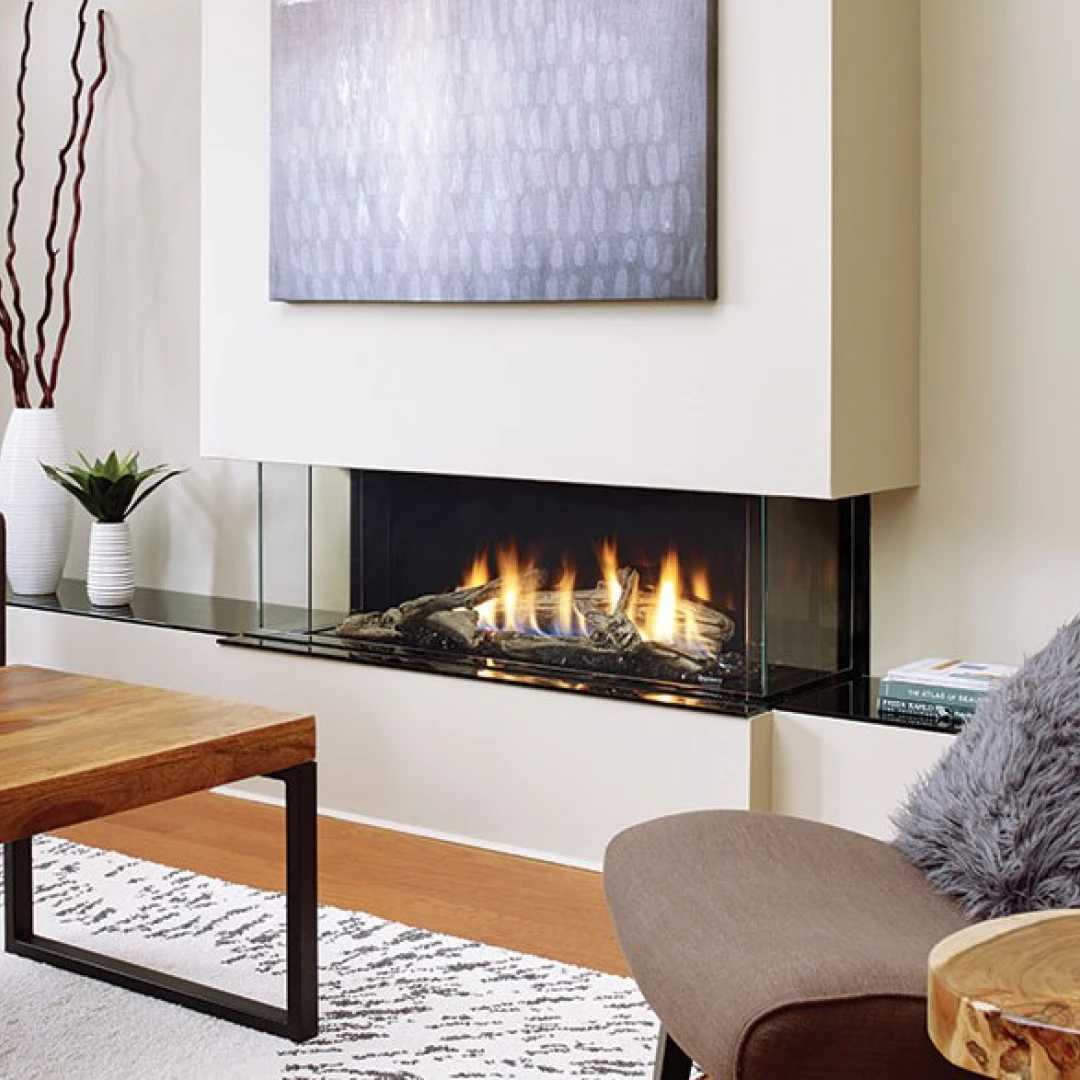 Multi-view Gas Fireplace With Remote Control and Decorations Size 48-80 Inches Natural Gas or Propane Gas Fireplace Customized