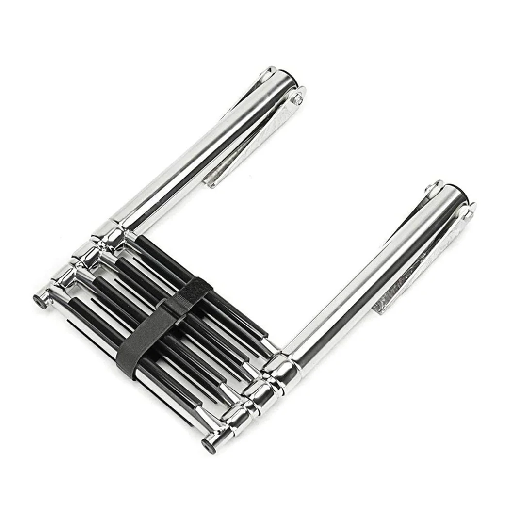 FOYO Boat Accessories 304 Stainless Steel 4 Step Telescopic Over Platform Marine Ladder Marine Parts