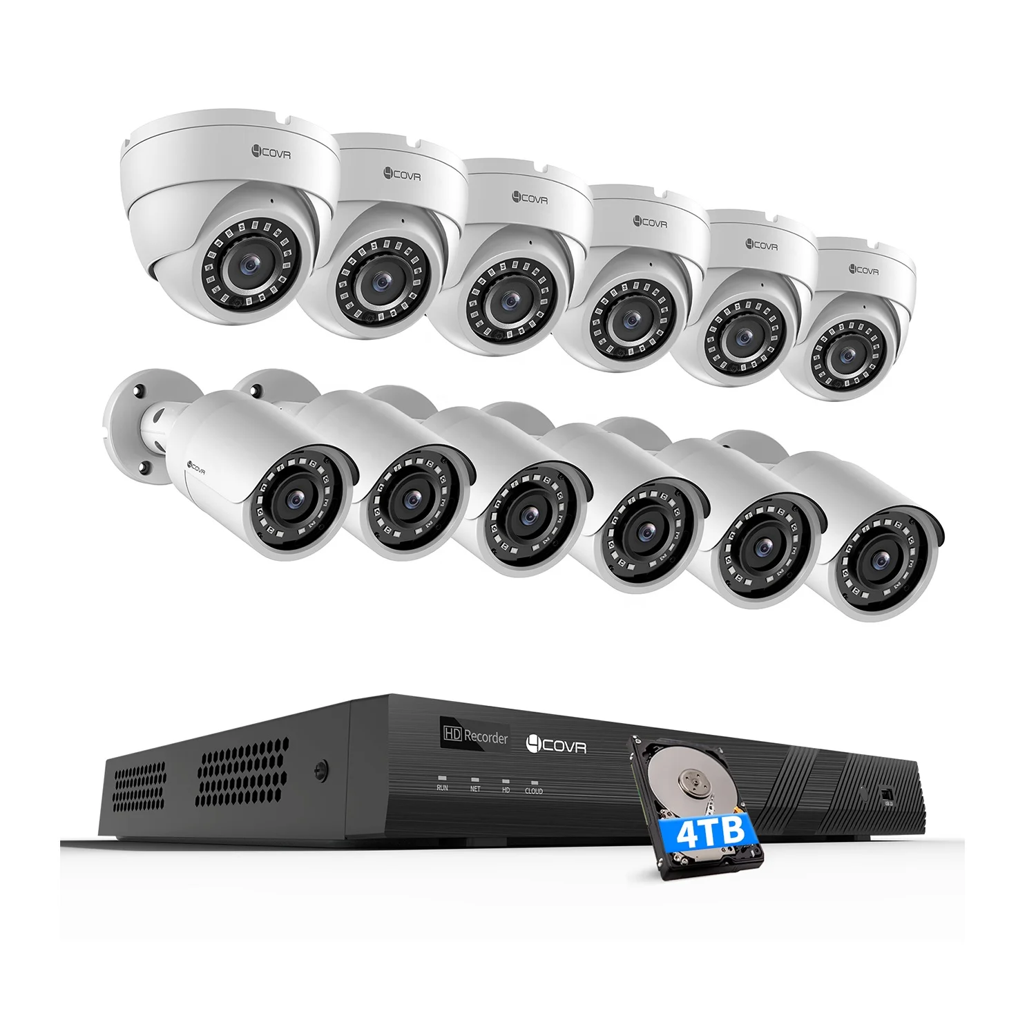 12X 5MP IP PoE Cameras Outdoor AI Person Built-in Mic CCTV Surveillance 16 Channel Security Camera System for Home Villa