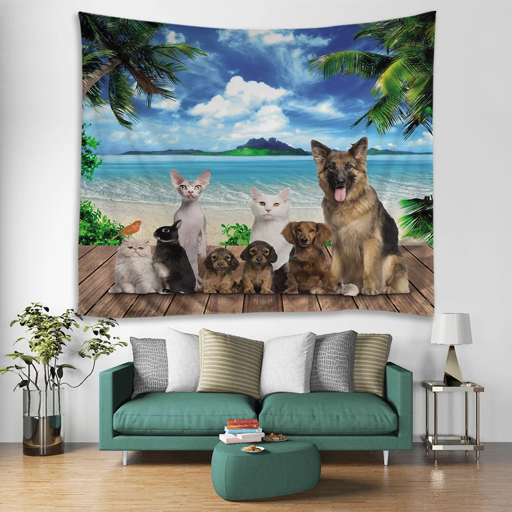Pattern Mandala Wall Hanging Tapestry Travel Camping Mat Animal Oil Painting Pattern Yoga Pad Sleeping Carpet Beach Blanket