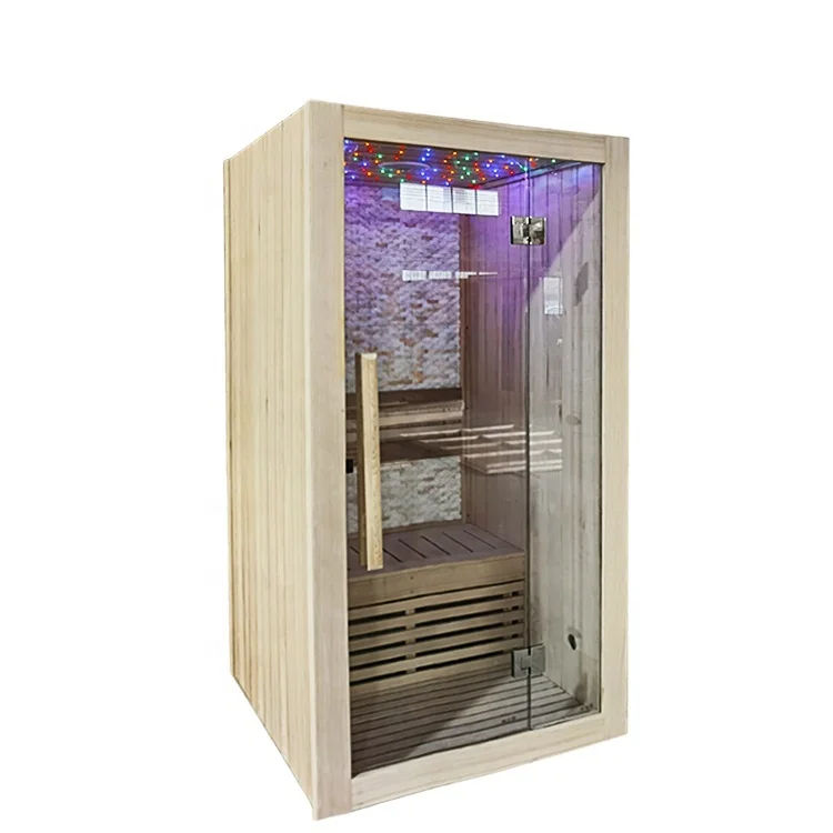 Modern Design Solid Wood Home 1 to 2 Person Small Cube Mini Sauna Room with Harvia heater