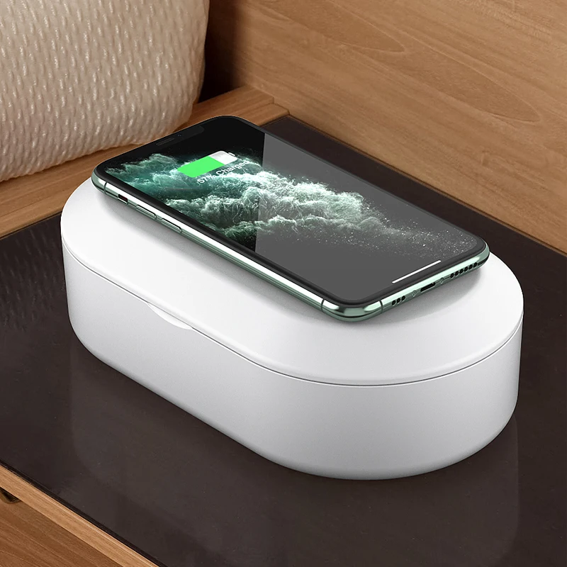 
15W Wireless Fast Charger Car Phone Holder UVC Ultraviolet Disinfection Lamps Ozone Filling Mobile Phone Disinfection Box 