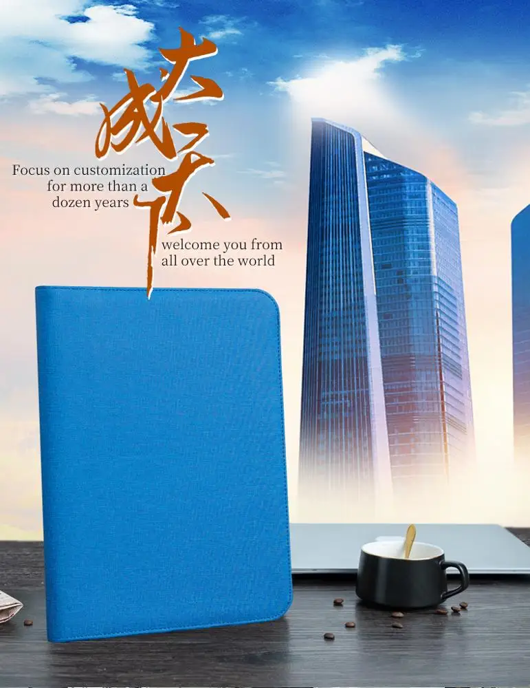 A4 Zip Leather Document Folder for Business Office