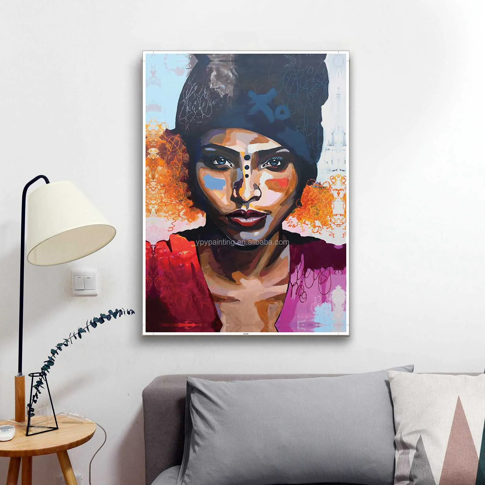 Wall Home Decor Modern African Women Art Figure Painting