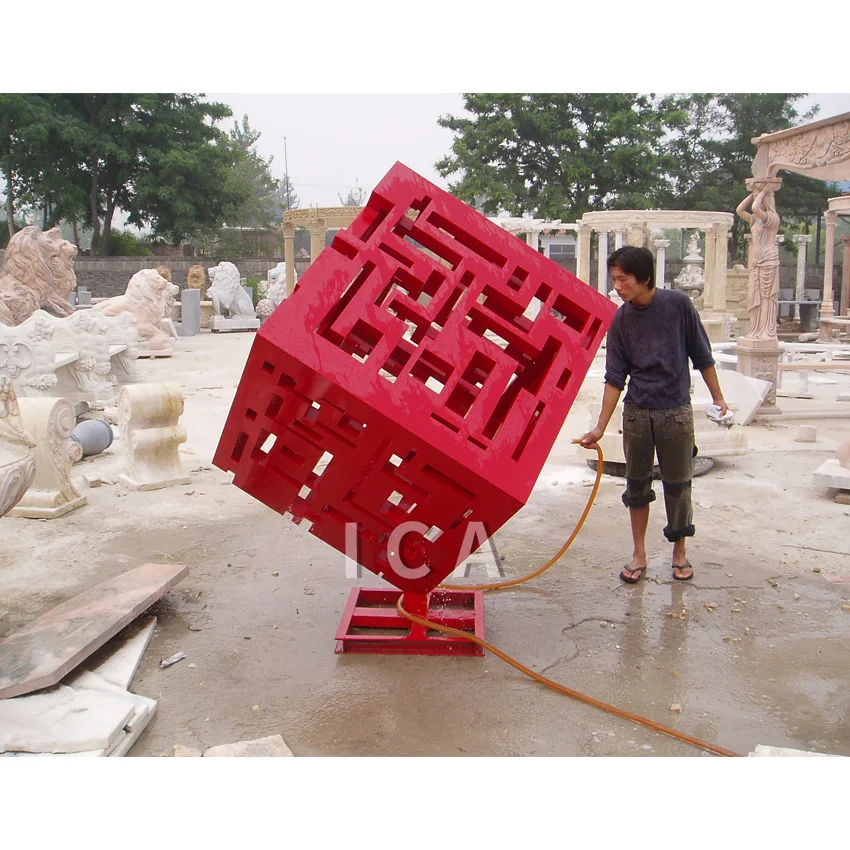 Outdoor  Decoration Red  Metal Garden Art Stainless Steel Abstract Sculpture