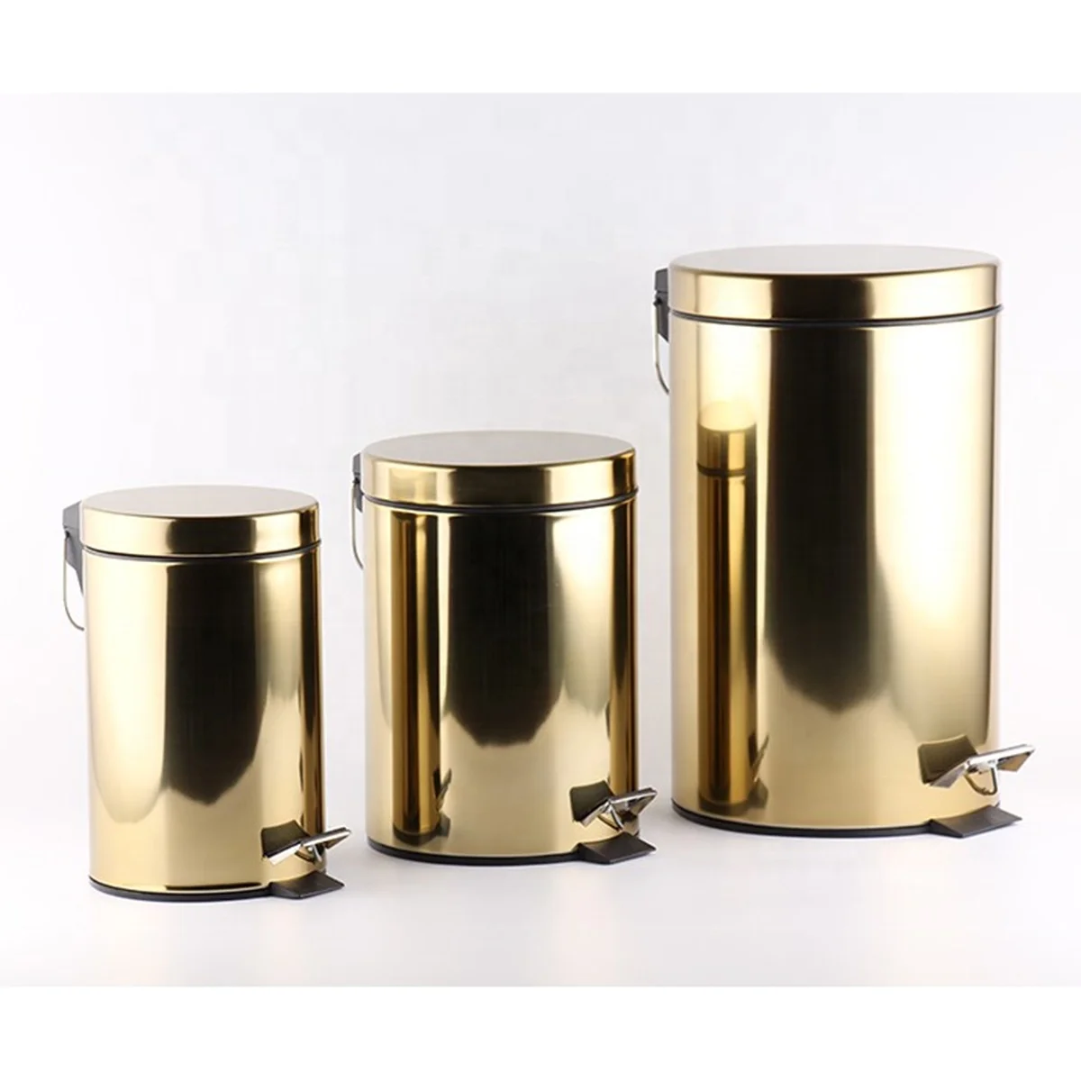 5L Foot Pedal Operated Round Shaped Indoor Kitchen Printing Trash Can Stainless Steel Waste Bin