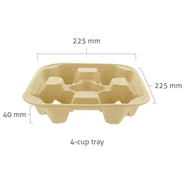 Customized Design Takeout Hot Drink Coffee Tea Cup Holder Cup Kraft Disposable Craft Paper Food  Paper  Tray with Handle