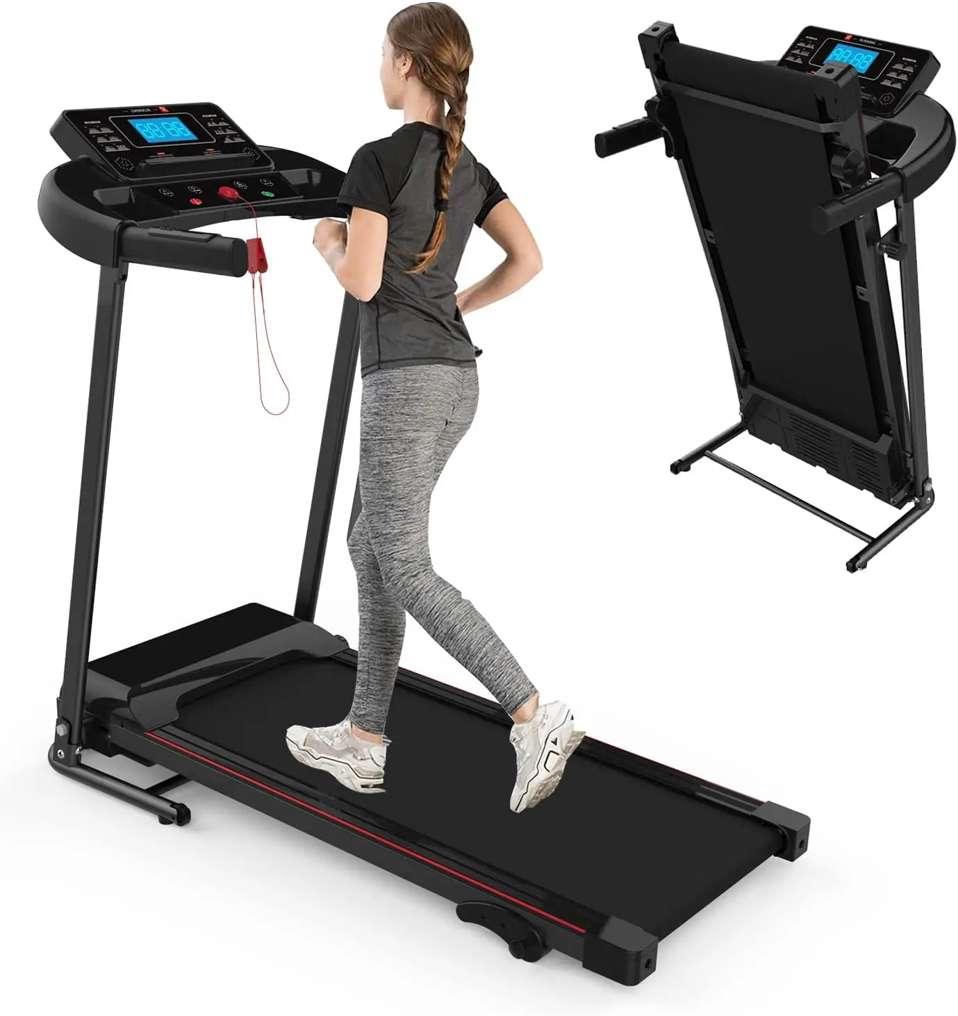 FDFIT Multi-function Running Machine Mechanical Foldable Treadmills Safety Key for Home