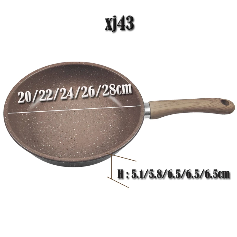 Chinese carbon steel Non stick steak cake Fry Pan with handle granite non-stick flat pan