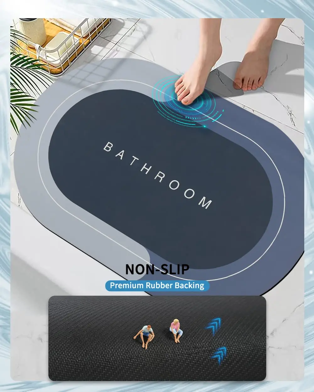 Factory Direct Easy-to-Clean Washable Rubber Floor Mats for Bathroom and Kitchen Modern Design Non-Slip and Absorbent