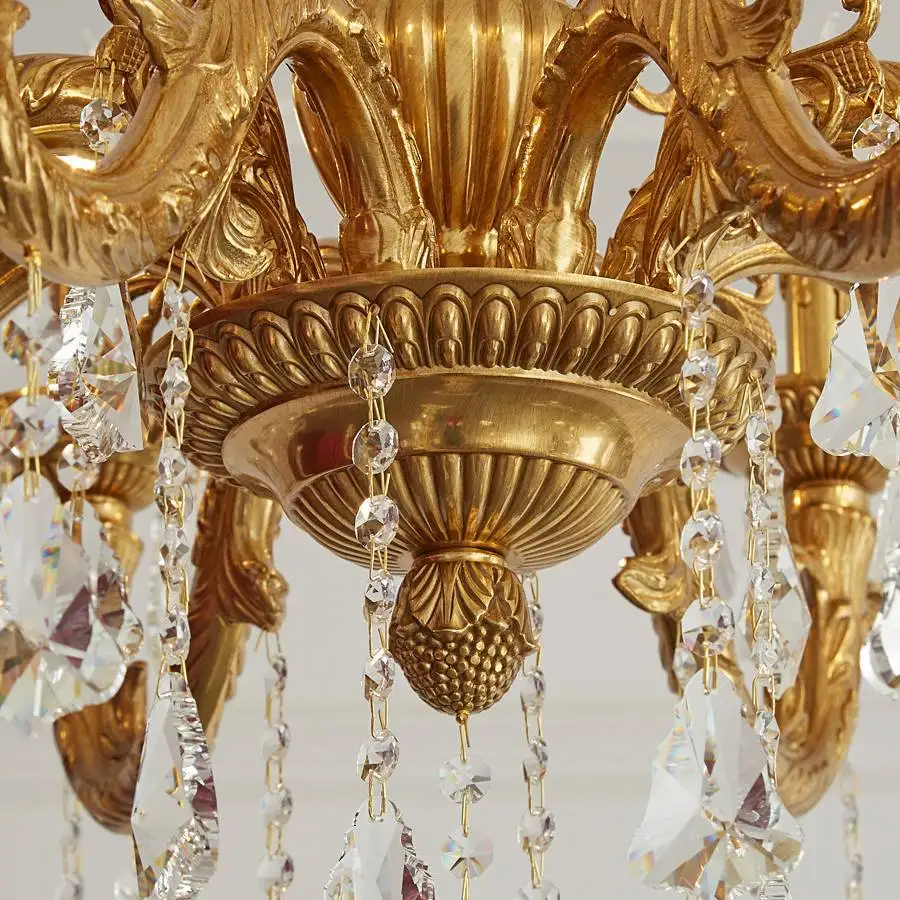 European zinc alloy crystal chandelier luxury living room lamp atmospheric dining room lamp retro copper bedroom study lighting