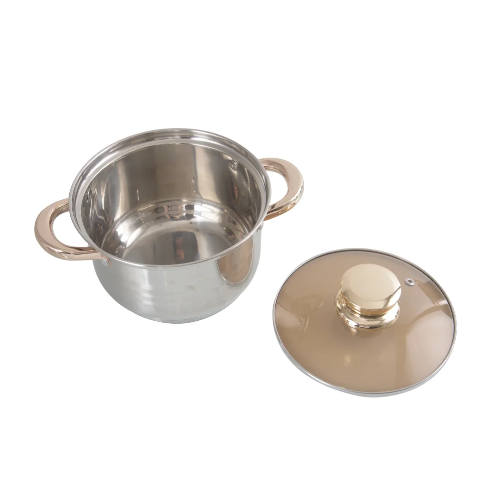 High Quality Factory Wholesale Stainless Steel Cookware Set Luxury 12 Pcs Kitchen Utensils With Glass Lid Casseroles