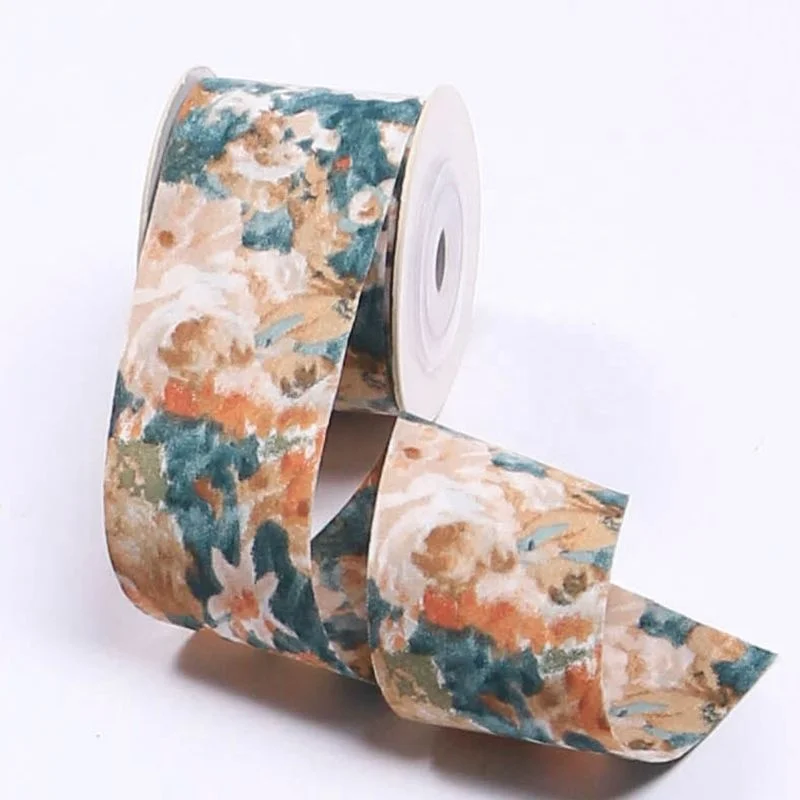 Vintage Oil painting  ribbon DIY tie-dye collar flower bow handmade hair accessories hair bows flowers gift packaging decoration