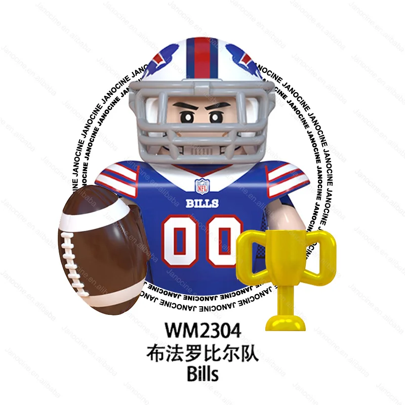 WM6133 Hot Rugby Player Star Cowboys Eagles Ravens Chiefs Broncos Mini Figures Educational Building Blocks Kids Toys