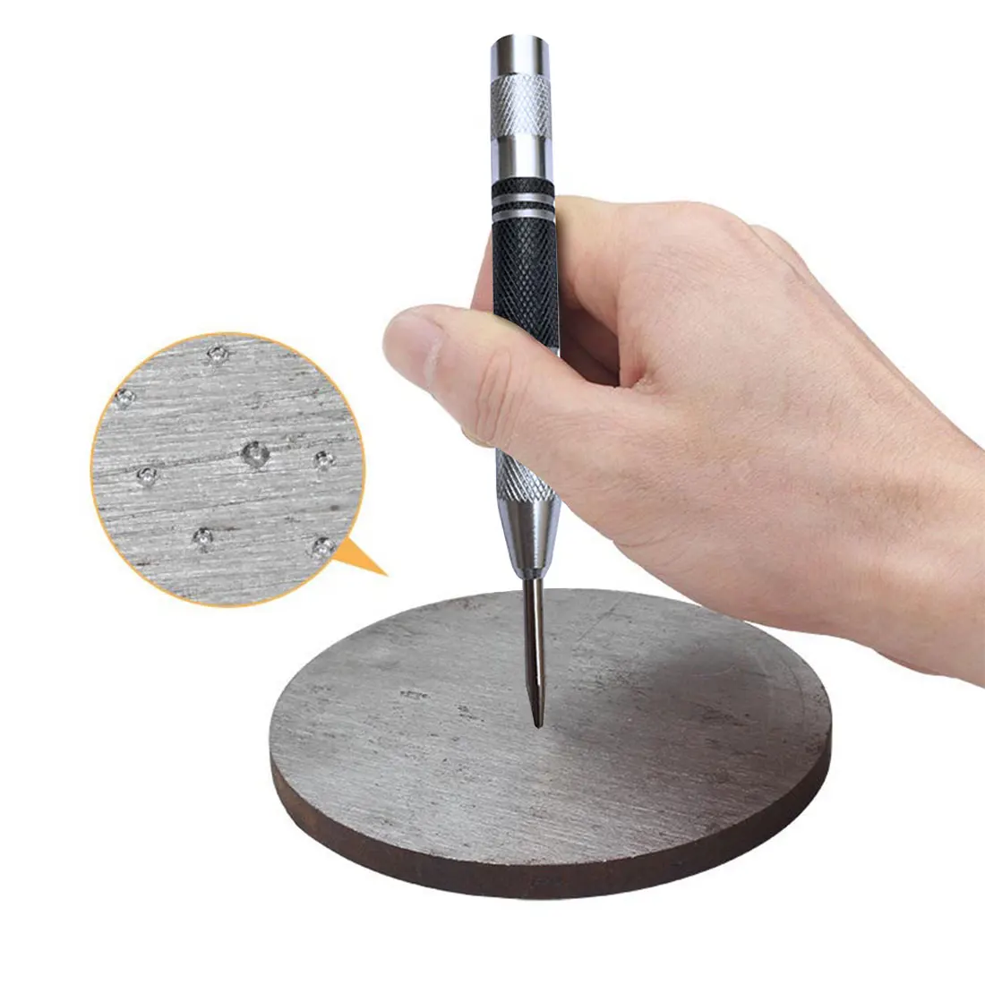 Automatic Center Punch Automatic Center Pin Spring Loaded Mark Center Puncture Adjustable Marker Woodworking Tool Drill Bit