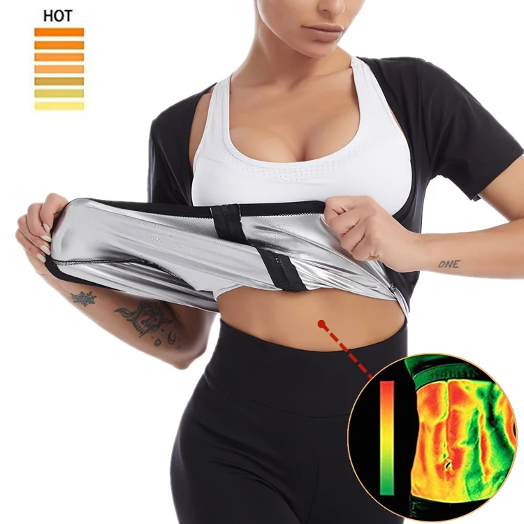 Summer  Workout Saun  Neoprene Athletic Gym Tummy Slimming   Shaper Thermo  T-Shirt Zipper Up Unisex  Tracksuit Sweatsuits