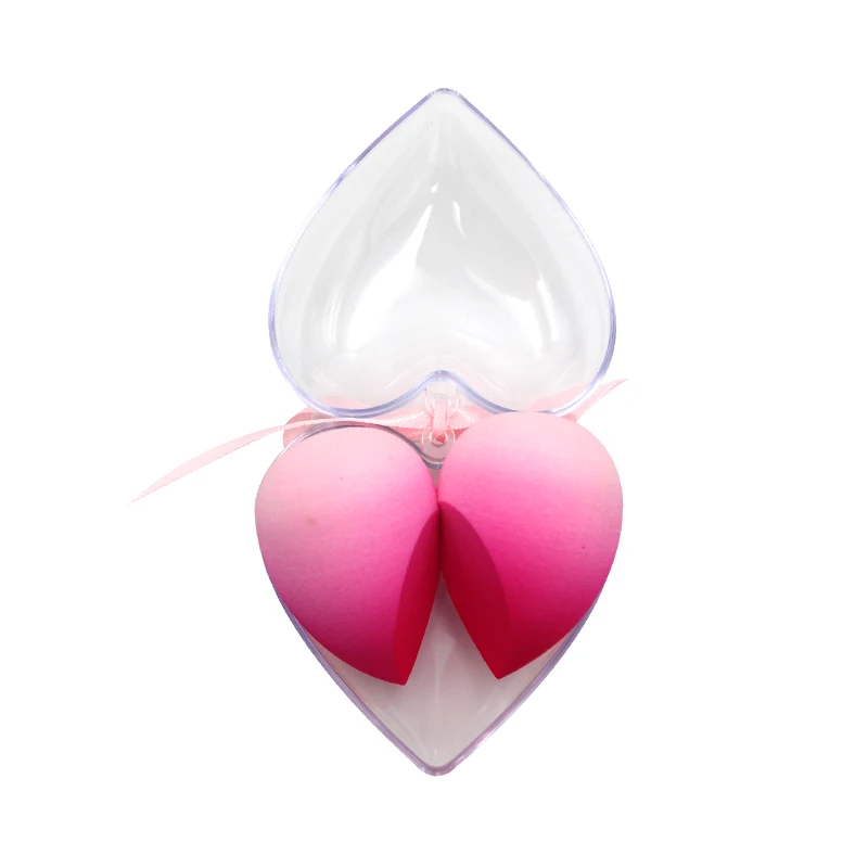 Cosmetics Puff Blender Kit Non Latex  2 Makeup Sponge Tear Drop Heart Case Cosmetic Puff