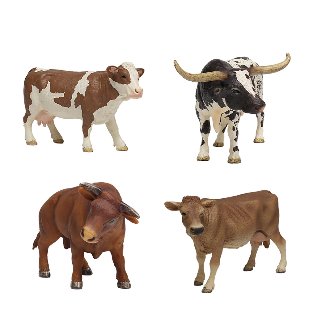 High simulation figure farm animal cattle hand painted solid model play set toy plastic cows