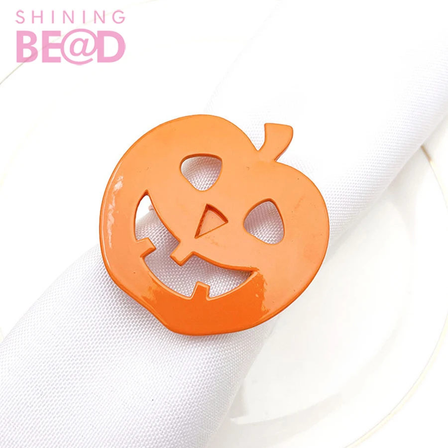 Halloween Pumpkin Napkin Rings Metal  Individual Decorative Table Towel Holder Dinner Accessories