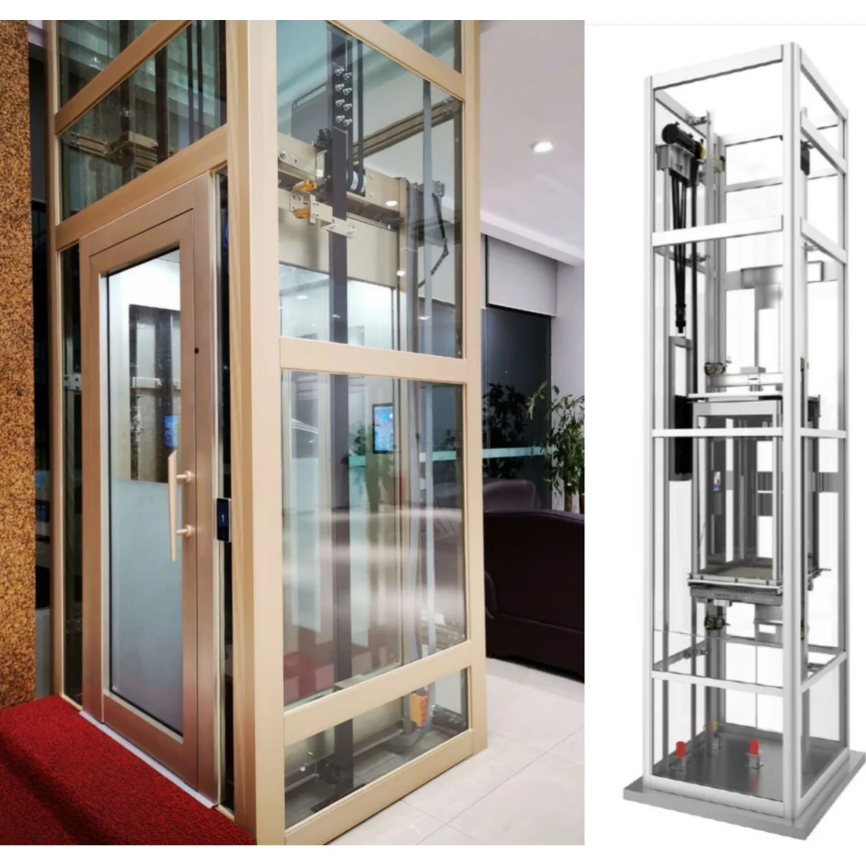 2-5 Floors Small Shaftless Residential Lifts Hydraulic Ascensor House Lift Passenger Home Elevator