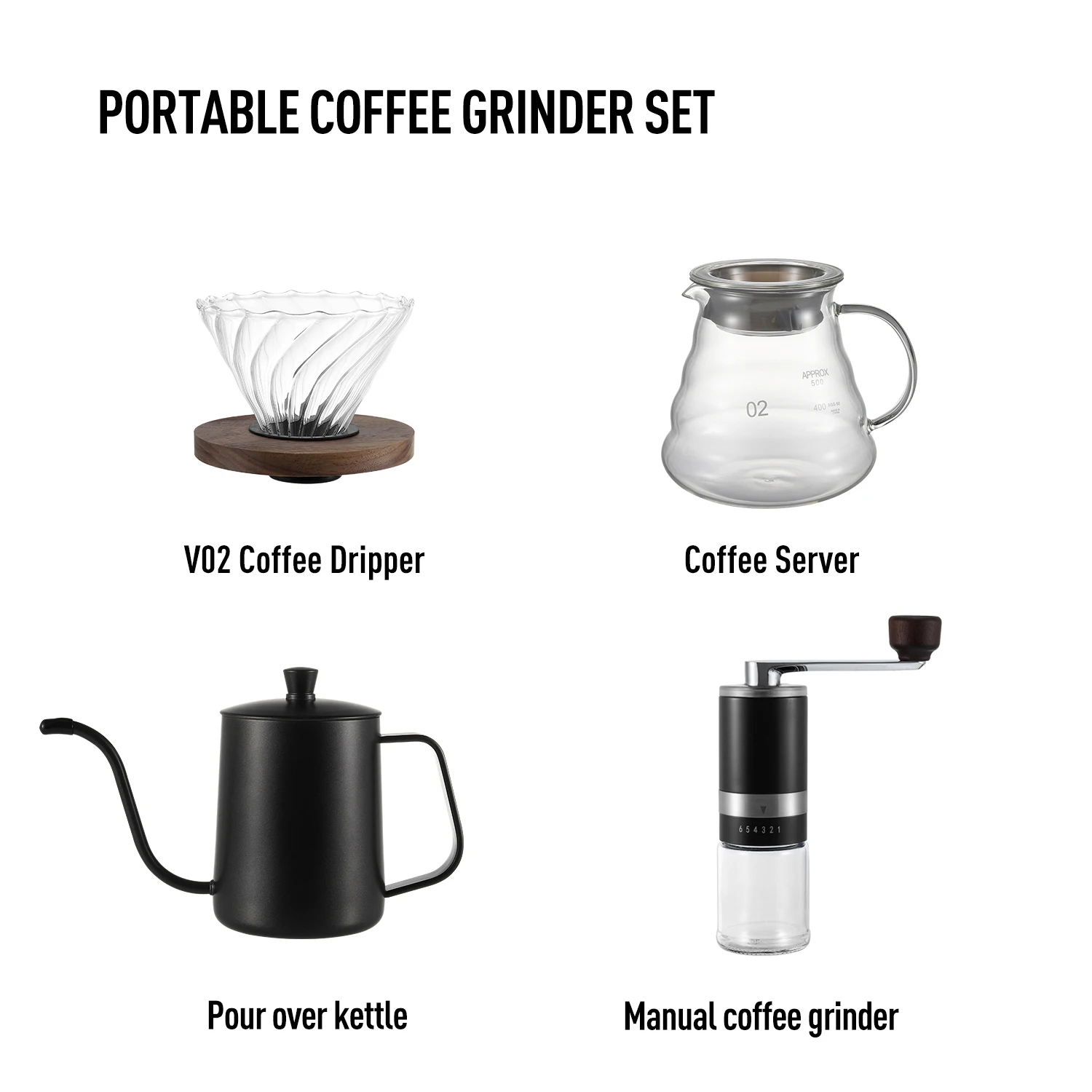 High Espresso Coffee Tea Sets Ceramic Coffee Maker Grinder Dripper Filter Wood Kettle Travel Bag Barista Tools Gift Kit