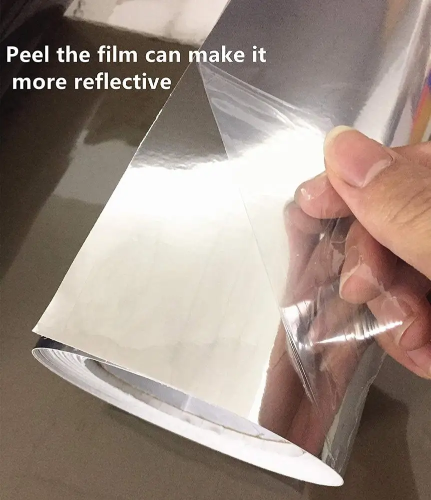 YIYAO self-Adhesive Mirror-Like Reflective Chrome Silver Vinyl Wrap Sticker Decal Film