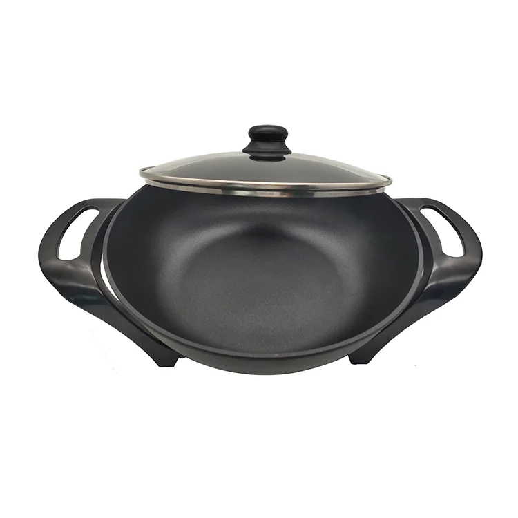 Hot Sale Indoor Frying Pan Multifunctional Round Pot Kitchen Electric Skillet with Glass Lid