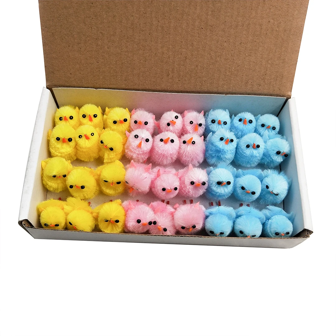 36 PCS furry Easter chicken set Cute colorful Easter chicken Party gifts Kids Easter Egg Bonnet Decoration