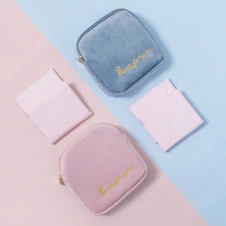 Mini flannel  private label cosmetic beauty bag clear cosmetics bag girl personal makeup toiletry bag
