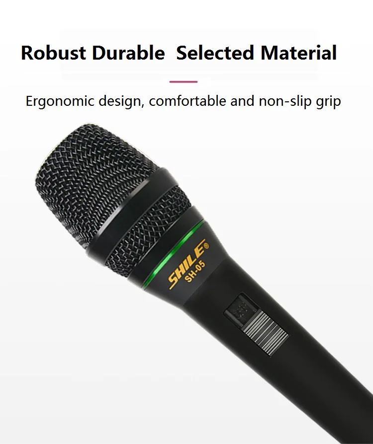 Metal wired karaoke dynamic microphone clear sound quality suppress howling