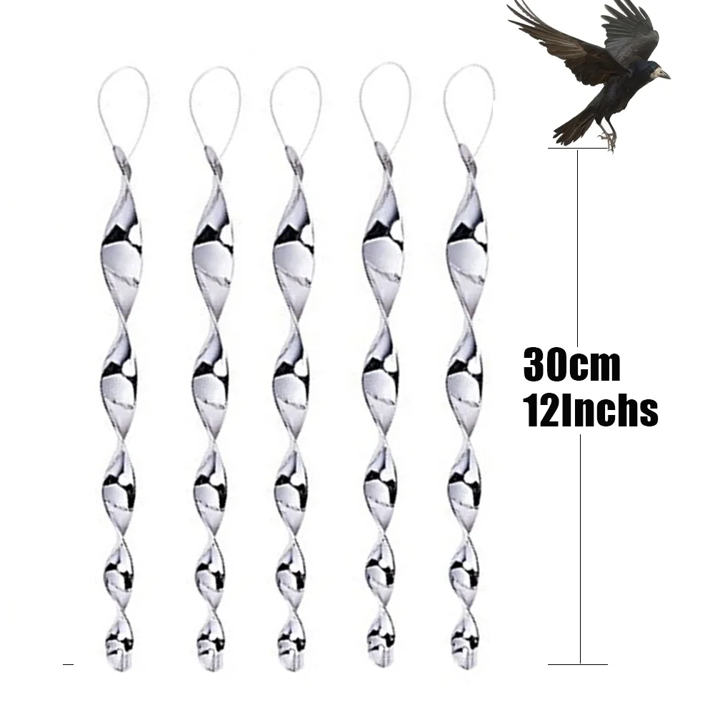 30cm Bird Repellent Wind Spiral Rod Twister Reflective Scarer Rods to Keep Birds Away
