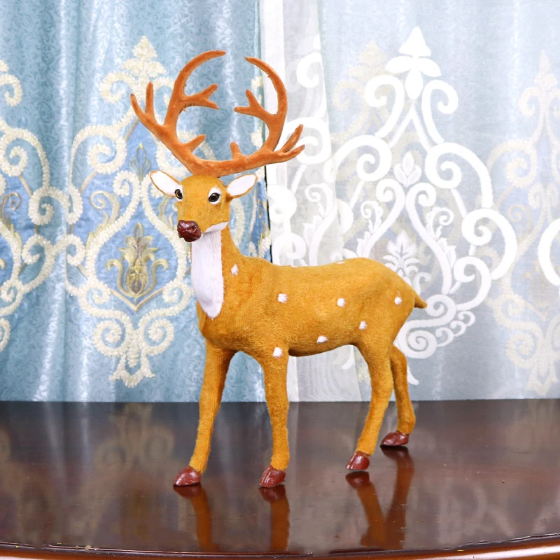 New Christmas elk fluff deer 15*13 cm Christmas tree decorations window scene layout props