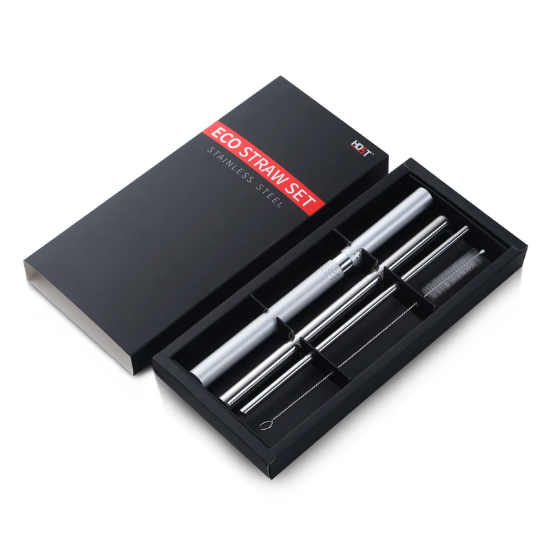 
Reusable Stainless Steel Metal Straws with Case Drinking Straws 